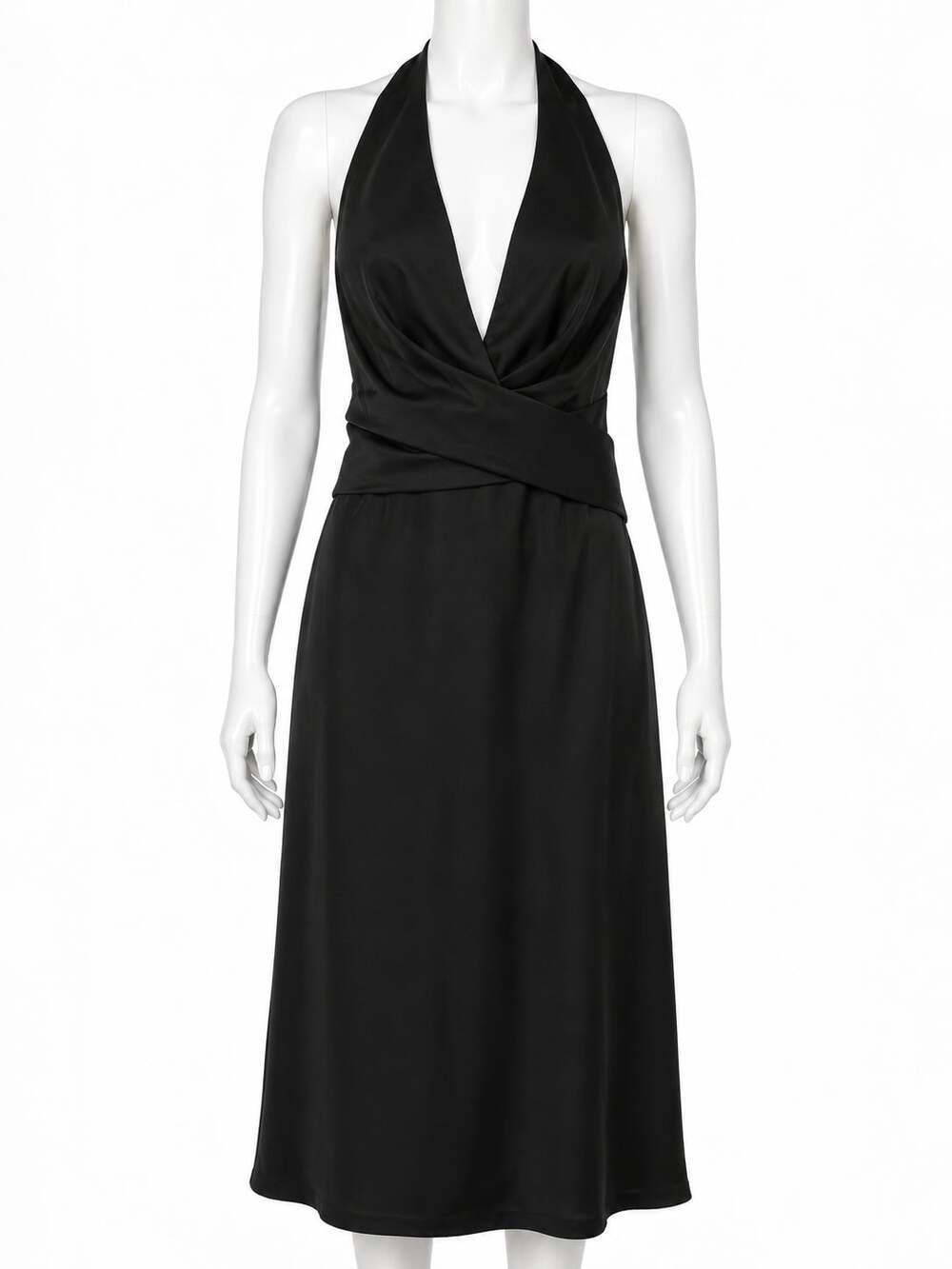Donna Ricco Black Halter Cocktail Dress Open Back Evening Formal Size 10